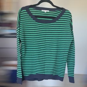 Gap Wool Blend Navy & Kelly Green Striped Sweater